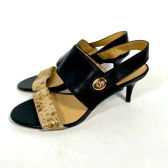 Coach Strappy Heal Size 7 Snake Skin and Black - Picture 3 of 6
